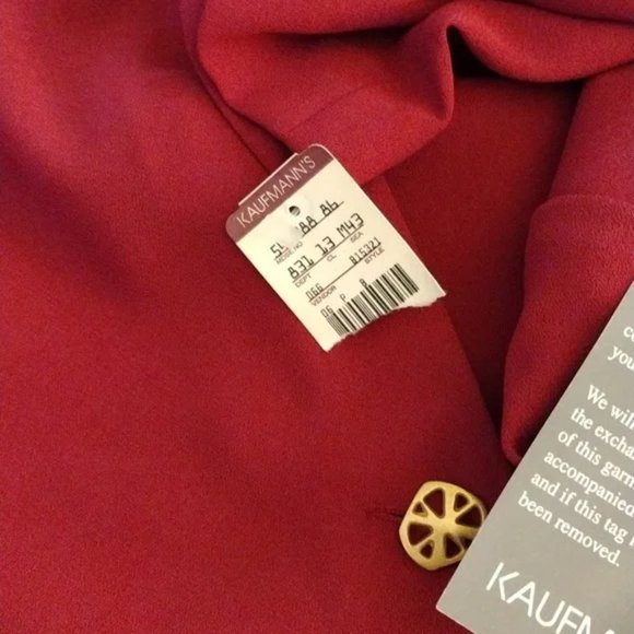 Vintage 80s Chaus Red Long Sleeve Button Down Midi Dress Plus Size 16W Deadstock - Picture 4 of 8